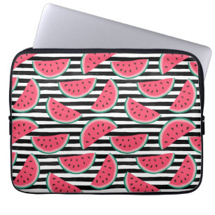 Funda Para Portátil Melón de agua dulce en franjas Patrón blanco y n