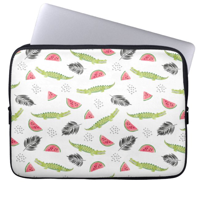 Funda Para Portátil Melón tropical y patrón de cocodrilo (Frente)
