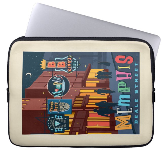 Funda Para Portátil Memphis, TN | Beale Street Neon (Frente)