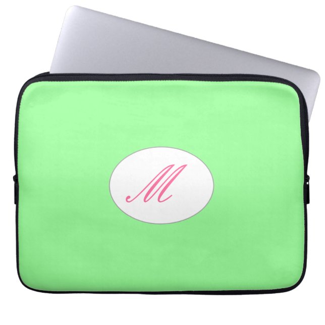 Funda Para Portátil Menta con monograma (Frente)
