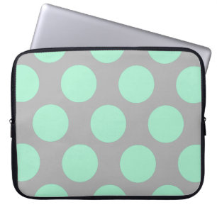 Funda Para Portátil Menta de los lunares y manga gris del ordenador