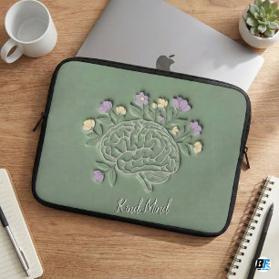 Funda Para Portátil Mente Amable Floral Cerebro Salud Mental Psicologí