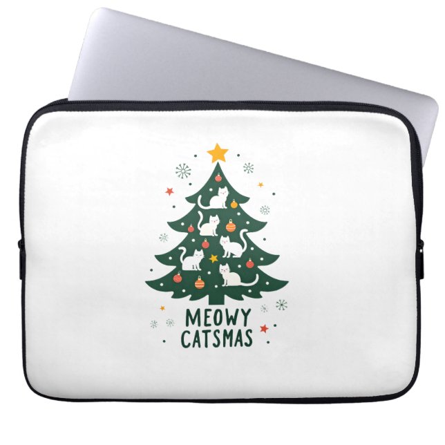 Funda Para Portátil Meowy Catmas Cat Christmas Tree Xmas Funny Santa C (Frente)