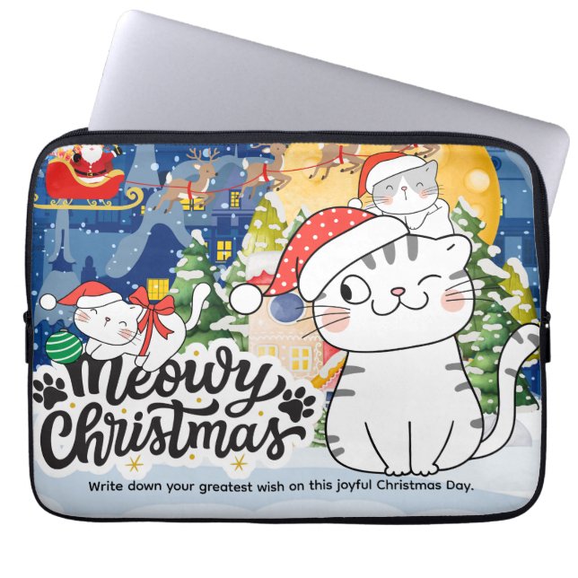 Funda Para Portátil Meowy Christmas (Frente)