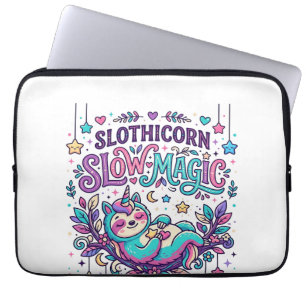 Funda Para Portátil Mercado Colorido de Magia Lenta Unicornio Slothico