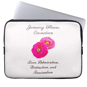 Funda Para Portátil Mes de Nacimiento Enero Carnación Flor Elegante Fl