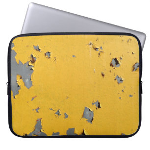 Funda Para Portátil Metalizado amarillo roto: textura sucia.