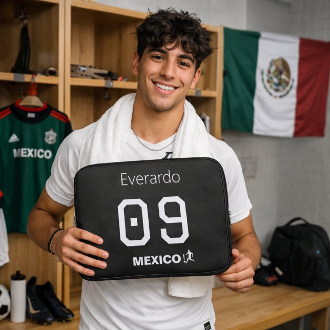 Funda Para Portátil Mexico Soccer Minimalist Black Personal Name (Subido por el creador)
