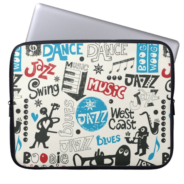 Funda Para Portátil mezcla de doodle de jazz (Frente)