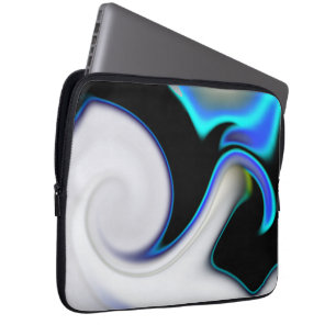 Funda Para Portátil Mezcla suave con curvas de neón azul sobre la somb