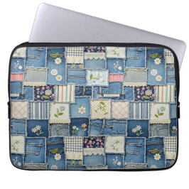 Funda Para Portátil Mezclilla de parches