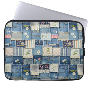 Funda Para Portátil Mezclilla de parches