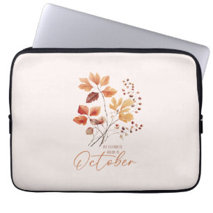 Funda Para Portátil Mi Color Favorito Es Octubre -Hojas De Otoño Y Pin
