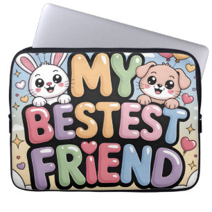 Funda Para Portátil Mi Mejor Amigo Gráfico: Conejito y Cachorro Lindos