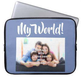 Funda Para Portátil "Mi mundo" - Foto familiar en una manga de laptops