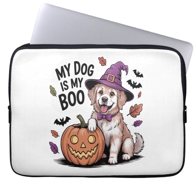 Funda Para Portátil Mi perro es mi Boo Halloween (Frente)