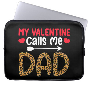 Funda Para Portátil Mi San Valentín me llama papá Leopardo Bufalo Cuad