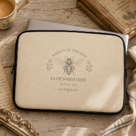 Funda Para Portátil Miel beige abeja francés campo vintage rústico