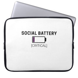 Funda Para Portátil Minimalist Social Battery Low Typography 15"