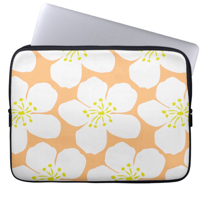 Funda Para Portátil Minimalist White Floral Pattern (Frente)