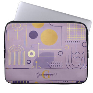 Funda Para Portátil Minimalista escandinavo morado y oro personalizado