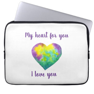 Funda Para Portátil Minimalista me encanta el corazón de la acuarela a