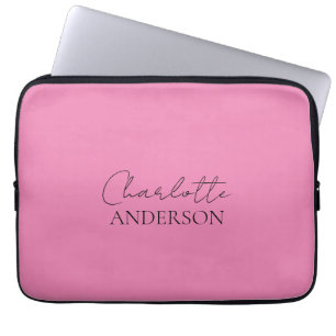 Funda Para Portátil Minimalista moderno simple elegante nombre rosa