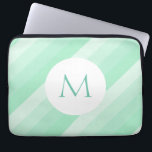 Funda Para Portátil Mint Green Striped Template Modern Monograma Trend<br><div class="desc">Mint Green Striped Template Modern Monogram Trendy Laptop Sleeve.</div>