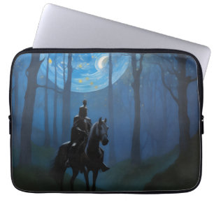 Funda Para Portátil Misterioso caballero negro en la selva lunar