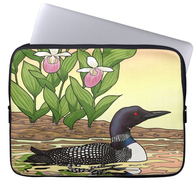 Funda Para Portátil MN State Bird Flower Lopper Lady Slipper (Frente)