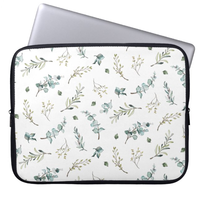 Funda Para Portátil Moda acuarela Eucalyptus Green Pattern (Frente)