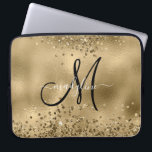 Funda Para Portátil Moda Black Gold Purpurinas Monograma Nombre<br><div class="desc">Moda Black Gold Purpurinas Monograma Nombre</div>