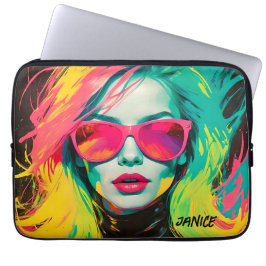 Funda Para Portátil Moda colorida Pop Art Gafas de sol rosa hembra