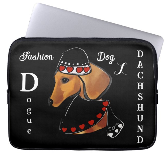 FUNDA PARA PORTÁTIL MODA DE DACHSHUND (Frente)