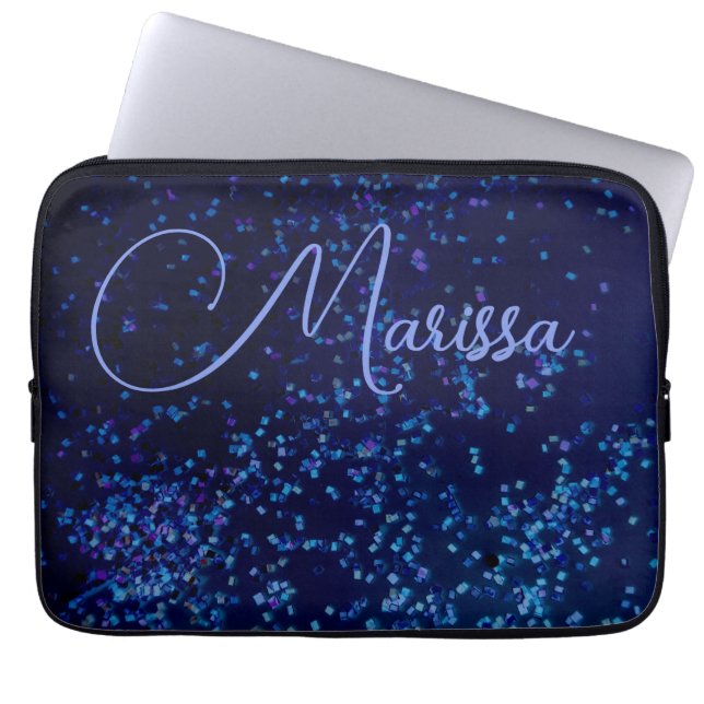 Funda Para Portátil Moda divertida confetti azul personalizado (Frente)