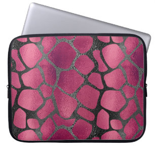 Funda Para Portátil Moda e impresión de animales purpurinas rosados y 