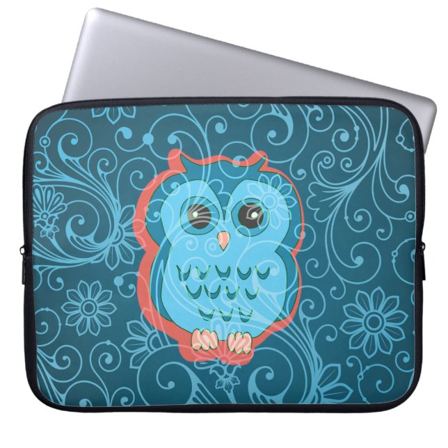Funda Para Portátil Moda floral Cute Owl Girly Retro (Frente)