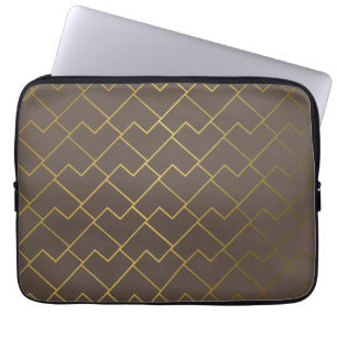 Funda Para Portátil Moda Geométrica Café Dorado Chocolate Brown