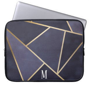 Funda Para Portátil Moda Girly Purple & Gold Resumen Monograma