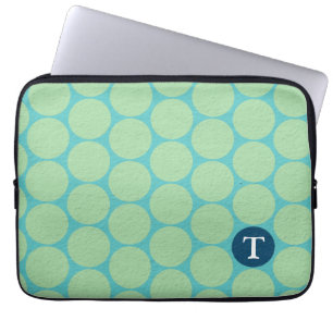 Funda Para Portátil Moda Grandes puntos de Polka Verde Verde azulado
