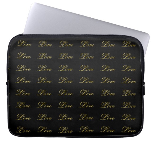 Funda Para Portátil Moda Guión dorado Boda de amor blanco caligrafía (Frente)
