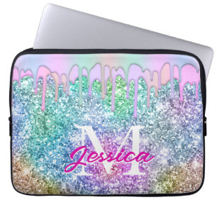 Funda Para Portátil Moda iridiscente unicornio purpurina falso rosa mo