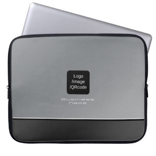Funda Para Portátil Moda Logotipo de negocios moderno Plata negra