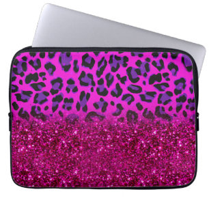Funda Para Portátil Moda moderna rosa morado Purpurina leopardo