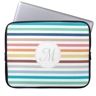 Funda Para Portátil Moda Monograma Pastel Arcoiris Bandas horizontales