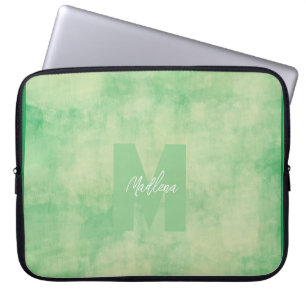 Funda Para Portátil Moda Monogramada de Green Earthy Pastel Tones
