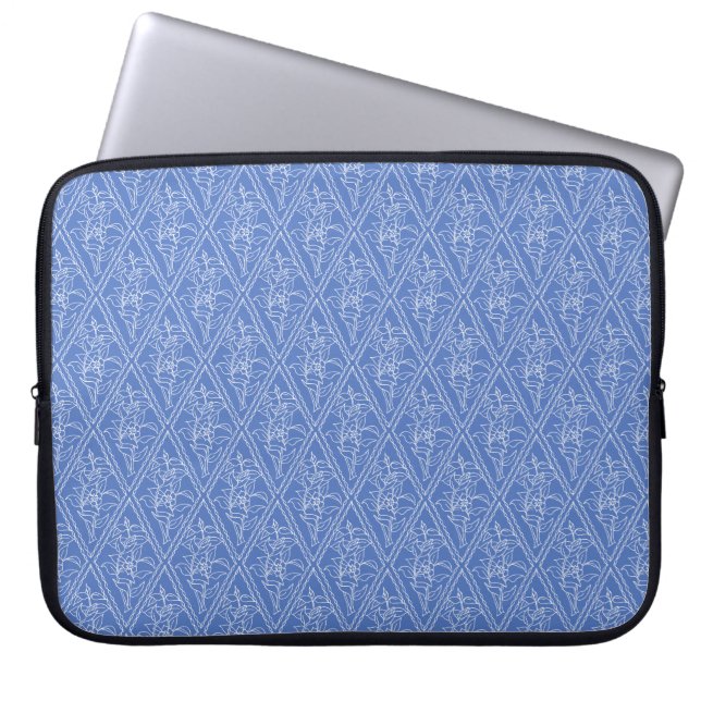Funda Para Portátil Moda Periwinkle Blue Floral Diamond Pattern (Frente)