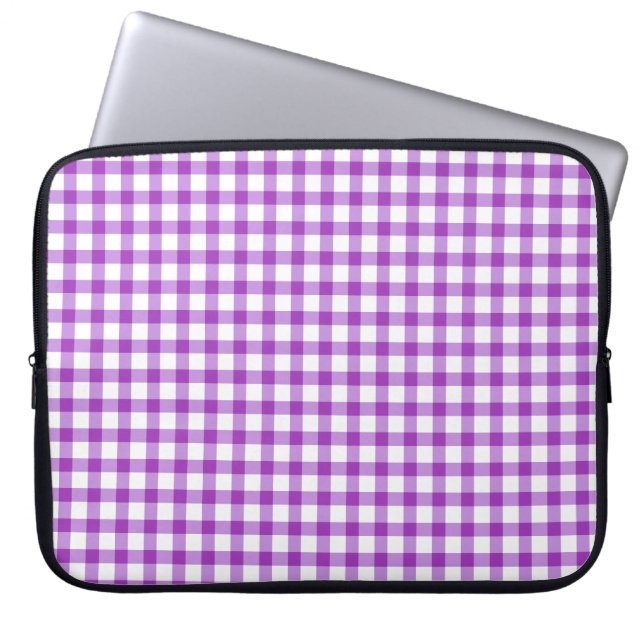 Funda Para Portátil Moda Purple Gingham Country (Frente)