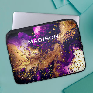 Funda Para Portátil Moda purpurina de imitación de oro morado monogram