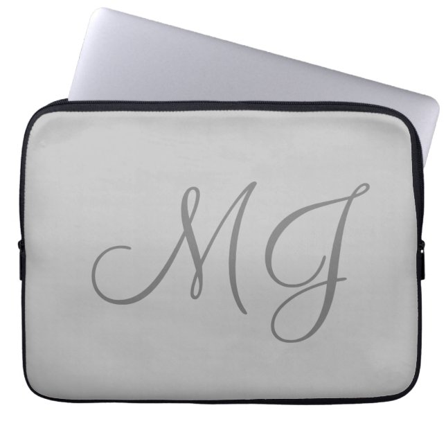 Funda Para Portátil Moda Única Monograma Gris Clásico (Frente)
